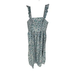 Draper James Floral Sundress Blue White Smocked Ruffle XXL Coastal Cowgirl